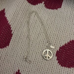 y2k Coach Sterling 925 Peace Sign Necklace